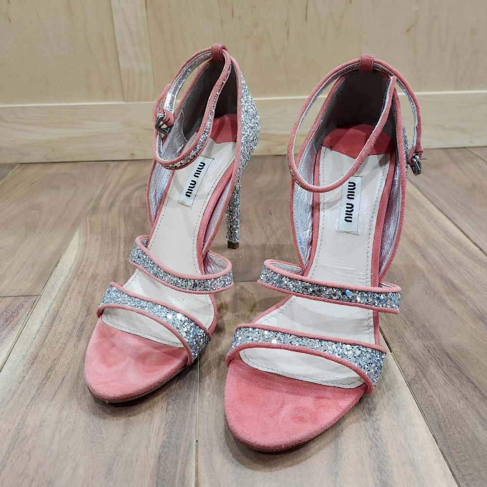 Miu Miu Glitter Heels Stilettos Sandals